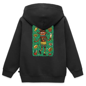 Hiéroglyphes amusants : restauration rapide - Sweat Premium à capuche zippé enfant bio - noir - Dos - AI Model Kid Male (0cm)