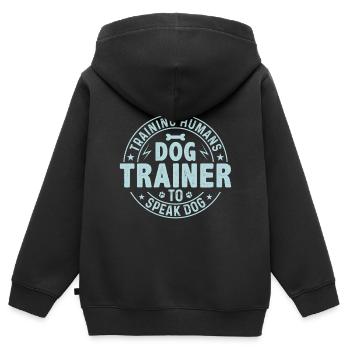Hundetrainer Trainiert Menschen Um Hunde - Kinder Premium Organic Zip Hoodie - Schwarz - Hinten - AI Model Kid Male (0cm)