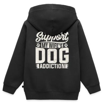 Je travaille autour de la dépendance au chien de ma femme - Sweat Premium à capuche zippé enfant bio - noir - Dos - AI Model Kid Male (0cm)