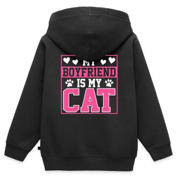 Mon ami est mon chat - Sweat Premium à capuche zippé enfant bio - noir - Dos - AI Model Kid Male (0cm)