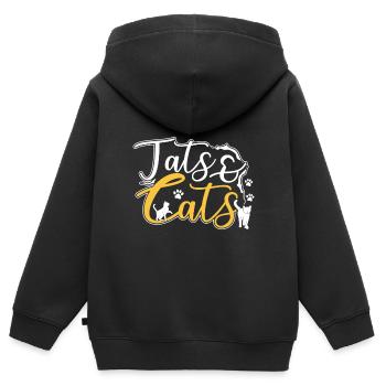 Tats & Katzen - Kinder Premium Organic Zip Hoodie - Schwarz - Hinten - AI Model Kid Male (0cm)