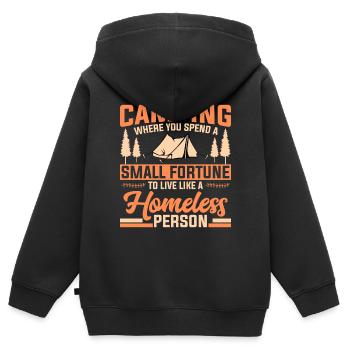 Camping où vous avez une petite fortune pour vivre - Sweat Premium à capuche zippé enfant bio - noir - Dos - AI Model Kid Male (0cm)