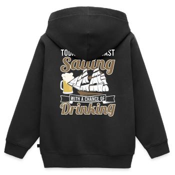 La prédiction d’aujourd’hui naviguant avec chance de boire - Sweat Premium à capuche zippé enfant bio - noir - Dos - AI Model Kid Male (0cm)