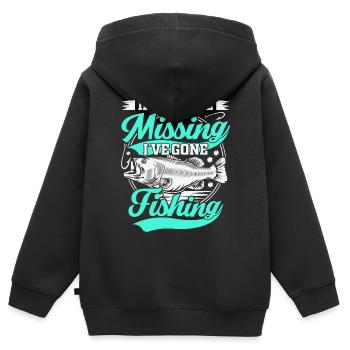 Quand j’ai disparu, je suis allé pêcher - Sweat Premium à capuche zippé enfant bio - noir - Dos - AI Model Kid Male (0cm)