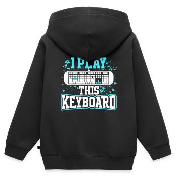 Ich Spiele Dieses Keyboard - Kinder Premium Organic Zip Hoodie - Schwarz - Hinten - AI Model Kid Male (0cm)