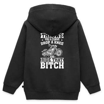 Wenn Das Leben Dich In Die Enge Treibt - Motorrad - Kinder Premium Organic Zip Hoodie - Schwarz - Hinten - AI Model Kid Male (0cm)