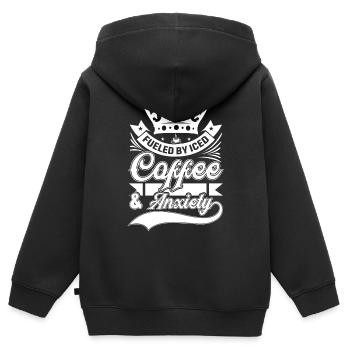 Von Eiskaffee Und Angst Getrieben - Kinder Premium Organic Zip Hoodie - Schwarz - Hinten - AI Model Kid Male (0cm)
