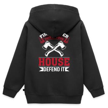 Feuerwehrmann Dies Ist Dein Haus Verteidige Es - Kinder Premium Organic Zip Hoodie - Schwarz - Hinten - AI Model Kid Male (0cm)