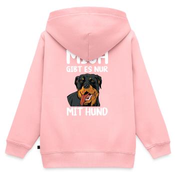 Rottweiler Hund - Kinder Premium Organic Zip Hoodie - Rosa - Hinten - AI Model Kid Female (0cm)