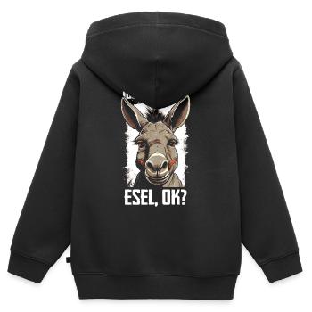 Esel Eselchen Maultier Muli - Kinder Premium Organic Zip Hoodie - Schwarz - Hinten - AI Model Kid Male (0cm)