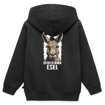 Esel Eselchen Maultier Muli - Kinder Premium Organic Zip Hoodie - Schwarz - Hinten - AI Model Kid Male (0cm)