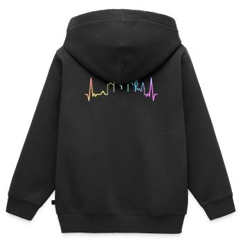Francfort, Hesse, Allemagne, Francfort - Sweat Premium à capuche zippé enfant bio - noir - Dos - AI Model Kid Male (0cm)