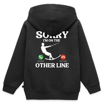 Entschuldigung Ich Bin Auf Der Anderen Leitung - Kinder Premium Organic Zip Hoodie - Schwarz - Hinten - AI Model Kid Male (0cm)