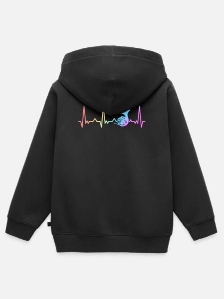 French Horn Instrument - Kinder Premium Organic Zip Hoodie - Schwarz