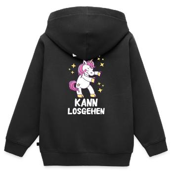 Einhorn Einhörner Fabelwesen Mystisch - Kinder Premium Organic Zip Hoodie - Schwarz - Hinten - AI Model Kid Male (0cm)