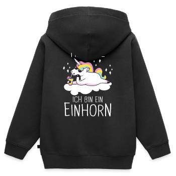 Einhorn Einhörner Fabelwesen Mystisch - Kinder Premium Organic Zip Hoodie - Schwarz - Hinten - AI Model Kid Male (0cm)