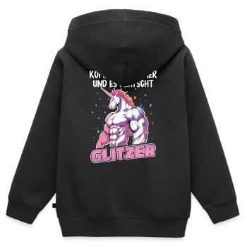 Einhorn Einhörner Fabelwesen Mystisch - Kinder Premium Organic Zip Hoodie - Schwarz - Hinten - AI Model Kid Male (0cm)