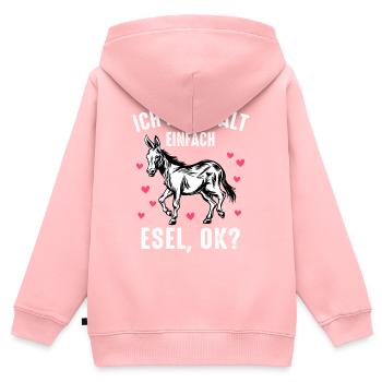 Esel Eselchen Maultier Muli - Kinder Premium Organic Zip Hoodie - Rosa - Hinten - AI Model Kid Female (0cm)