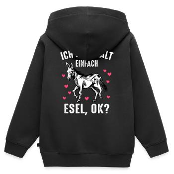 Esel Eselchen Maultier Muli - Kinder Premium Organic Zip Hoodie - Schwarz - Hinten - AI Model Kid Male (0cm)