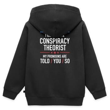 conspiracy theorist conspiracy theory - Kids Premium Organic Zip-up Hoodie - black - Back - AI Model Kid Male (0cm)