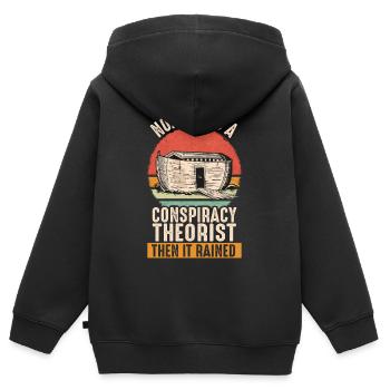 conspiracy theorist conspiracy theory - Kids Premium Organic Zip-up Hoodie - black - Back - AI Model Kid Male (0cm)
