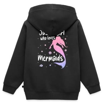 Mermaid Fable Mermaids Conte de fées - Sweat Premium à capuche zippé enfant bio - noir - Dos - AI Model Kid Male (0cm)
