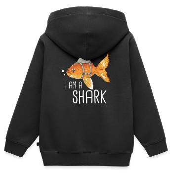 Hai Ozean Tigerhai Tier Fisch - Kinder Premium Organic Zip Hoodie - Schwarz - Hinten - AI Model Kid Male (0cm)