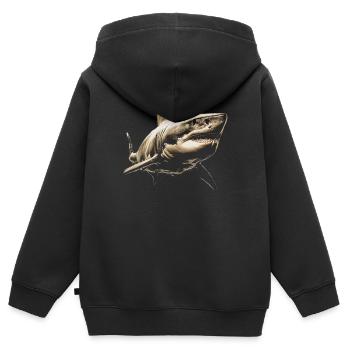 Hai Ozean Tigerhai Tier Fisch - Kinder Premium Organic Zip Hoodie - Schwarz - Hinten - AI Model Kid Male (0cm)
