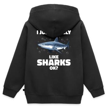 Hai Ozean Tigerhai Tier Fisch - Kinder Premium Organic Zip Hoodie - Schwarz - Hinten - AI Model Kid Male (0cm)