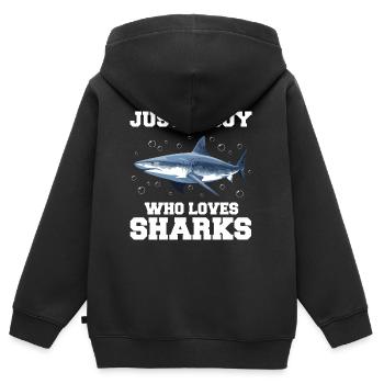 Hai Ozean Tigerhai Tier Fisch - Kinder Premium Organic Zip Hoodie - Schwarz - Hinten - AI Model Kid Male (0cm)