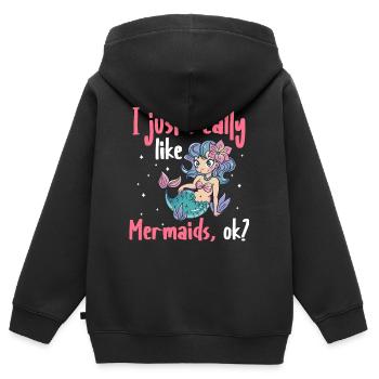 Mermaid Fable Mermaids Conte de fées - Sweat Premium à capuche zippé enfant bio - noir - Dos - AI Model Kid Male (0cm)