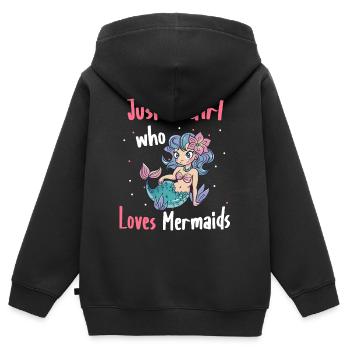 Mermaid Fable Mermaids Conte de fées - Sweat Premium à capuche zippé enfant bio - noir - Dos - AI Model Kid Male (0cm)