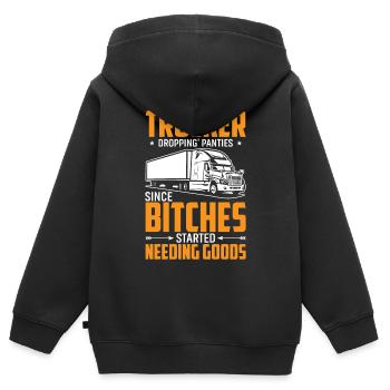 Trucker Lässt Schlüpfer Fallen - Trucker - Kinder Premium Organic Zip Hoodie - Schwarz - Hinten - AI Model Kid Male (0cm)