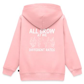 Tous grandissent à des vitesses différentes - Sweat Premium à capuche zippé enfant bio - rose - Dos - AI Model Kid Female (0cm)