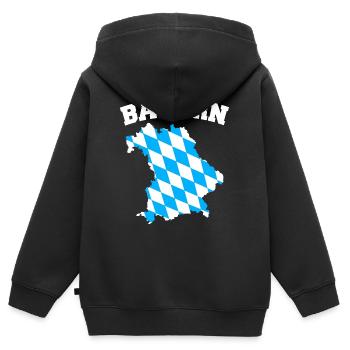 Land libre de Bavière Bavière - Sweat Premium à capuche zippé enfant bio - noir - Dos - AI Model Kid Male (0cm)