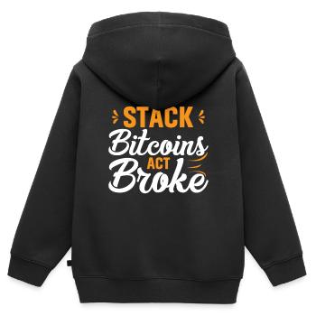 Empilez des bitcoins ou soyez fauché - Sweat Premium à capuche zippé enfant bio - noir - Dos - AI Model Kid Male (0cm)