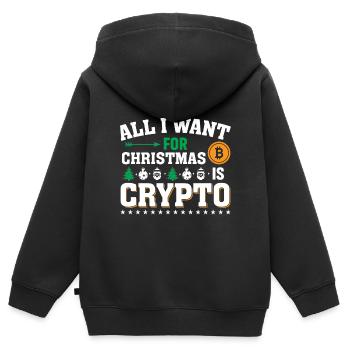 Tout ce que je veux pour Noël, c’est la crypte - Sweat Premium à capuche zippé enfant bio - noir - Dos - AI Model Kid Male (0cm)