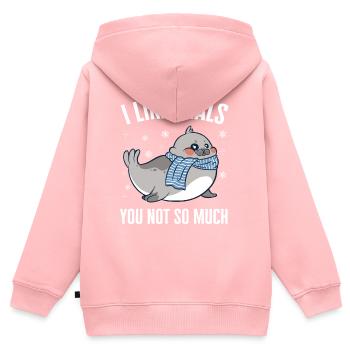 Robbe Robben Tier Seelöwe - Kinder Premium Organic Zip Hoodie - Rosa - Hinten - AI Model Kid Female (0cm)
