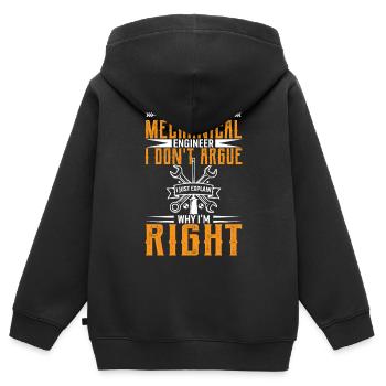 Ich Bin Maschinenbauingenieur Ich Streite Nicht - Kinder Premium Organic Zip Hoodie - Schwarz - Hinten - AI Model Kid Male (0cm)