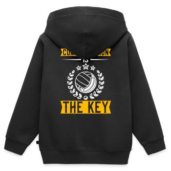 Kommunikation Ist Der Schlüssel - Kinder Premium Organic Zip Hoodie - Schwarz - Hinten - AI Model Kid Male (0cm)