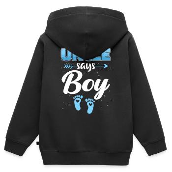 Oncle Fmilie Grand-oncle Oncle - Sweat Premium à capuche zippé enfant bio - noir - Dos - AI Model Kid Male (0cm)