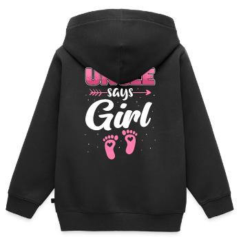 Oncle Fmilie Grand-oncle Oncle - Sweat Premium à capuche zippé enfant bio - noir - Dos - AI Model Kid Male (0cm)