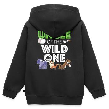 Oncle Fmilie Grand-oncle Oncle - Sweat Premium à capuche zippé enfant bio - noir - Dos - AI Model Kid Male (0cm)