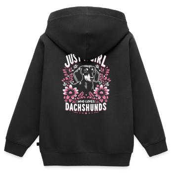 Dackel Hund - Kinder Premium Organic Zip Hoodie - Schwarz - Hinten - AI Model Kid Male (0cm)