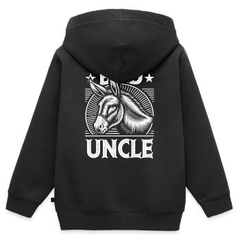Oncle Fmilie Grand-oncle Oncle - Sweat Premium à capuche zippé enfant bio - noir - Dos - AI Model Kid Male (0cm)
