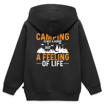 Camping Ist Kein Hobby, Sondern Ein Lebensgefühl - Kinder Premium Organic Zip Hoodie - Schwarz - Hinten - AI Model Kid Male (0cm)