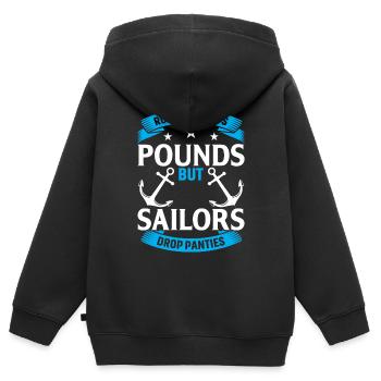 Laufen Lässt Pfunde Purzeln, Aber Segler Lassen Hö - Kinder Premium Organic Zip Hoodie - Schwarz - Hinten - AI Model Kid Male (0cm)