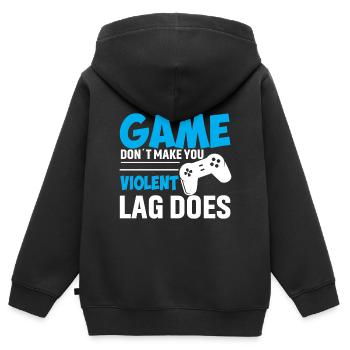 Le jeu ne vous rend pas violent The Lag - Sweat Premium à capuche zippé enfant bio - noir - Dos - AI Model Kid Male (0cm)