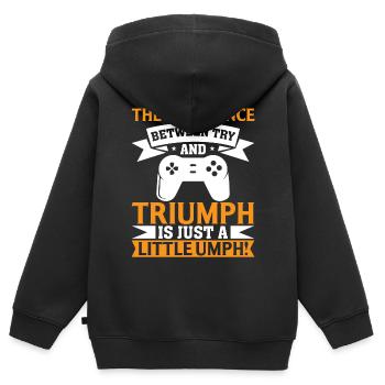Der Unterschied Zwischen Versuch Und - Kinder Premium Organic Zip Hoodie - Schwarz - Hinten - AI Model Kid Male (0cm)