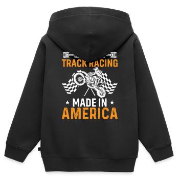 Dirt Track Racing Gemacht In Amerika - Kinder Premium Organic Zip Hoodie - Schwarz - Hinten - AI Model Kid Male (0cm)